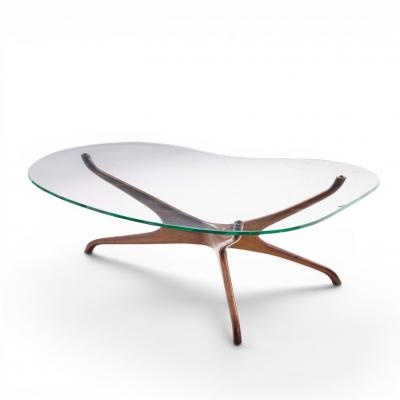 Vladimir Kagan Vladimir Kagan for Dreyfuss Mid Century Walnut Tri Symmetric Coffee Table