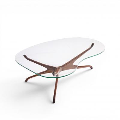 Vladimir Kagan Vladimir Kagan for Dreyfuss Mid Century Walnut Tri Symmetric Coffee Table