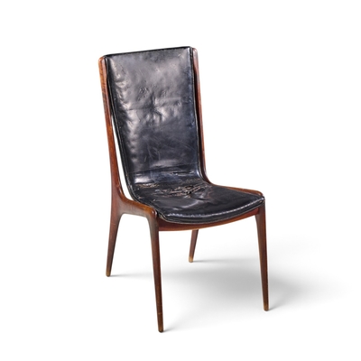 Vladimir Kagan Vladimir Kagan for Dreyfuss VK 101 Mid Century Walnut Sling Chairs Pair