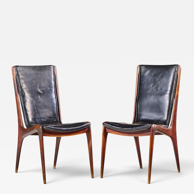 Vladimir Kagan Vladimir Kagan for Dreyfuss VK 101 Mid Century Walnut Sling Chairs Pair