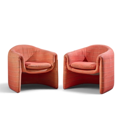 Vladimir Kagan Vladimir Kagan for Preview Mid Century Lounge Chairs Pair