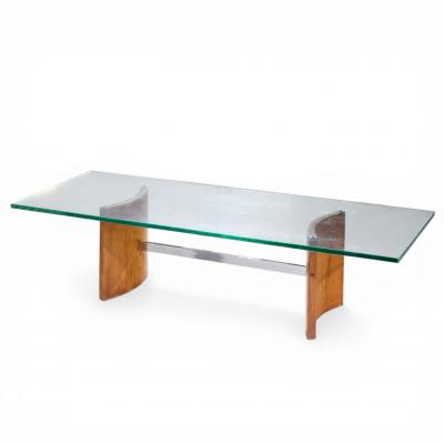 Vladimir Kagan Vladimir Kagan for Selig Mid Century Walnut and Glass Propeller Coffee Table