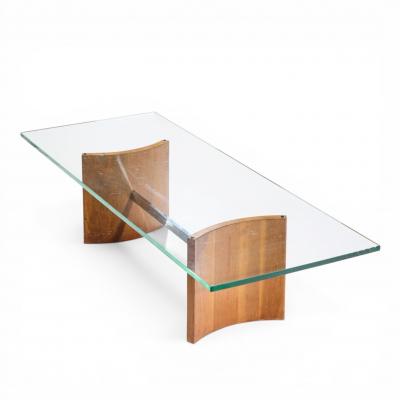 Vladimir Kagan Vladimir Kagan for Selig Mid Century Walnut and Glass Propeller Coffee Table