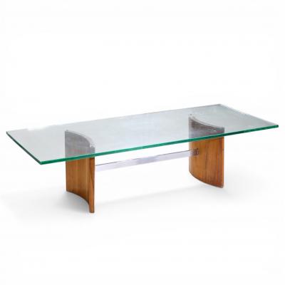 Vladimir Kagan Vladimir Kagan for Selig Mid Century Walnut and Glass Propeller Coffee Table