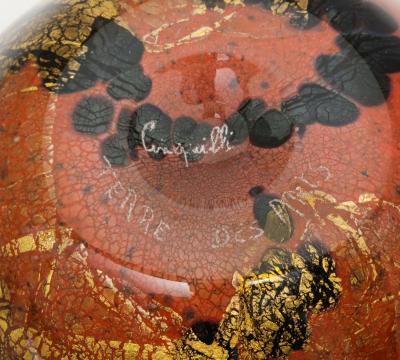 Volcanic Red and Black Terre Des Arts Handblown Glass Bowl