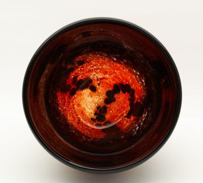 Volcanic Red and Black Terre Des Arts Handblown Glass Bowl