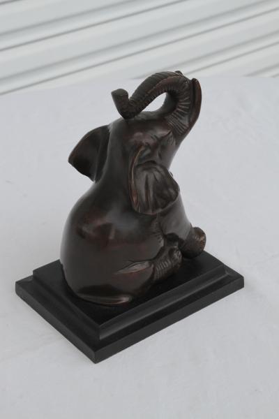 Vtg Pair ART DECO Baby Elephant BookEnds Bronzed Metal