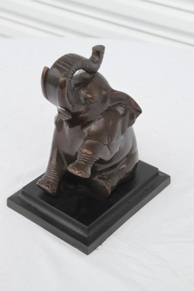 Vtg Pair ART DECO Baby Elephant BookEnds Bronzed Metal