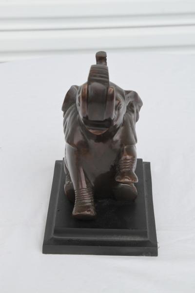 Vtg Pair ART DECO Baby Elephant BookEnds Bronzed Metal