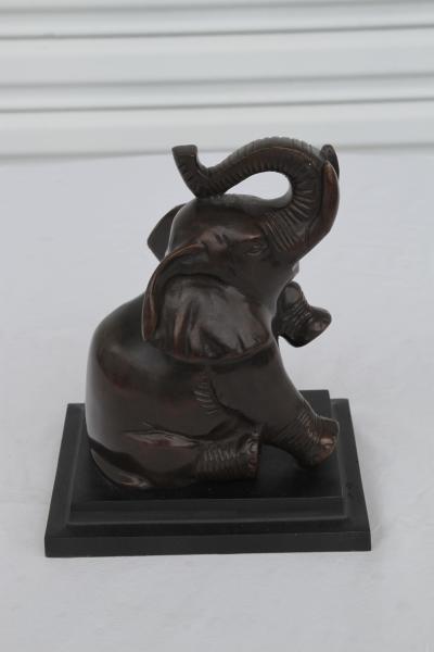 Vtg Pair ART DECO Baby Elephant BookEnds Bronzed Metal