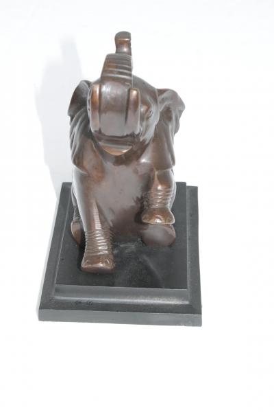Vtg Pair ART DECO Baby Elephant BookEnds Bronzed Metal
