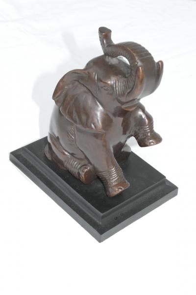 Vtg Pair ART DECO Baby Elephant BookEnds Bronzed Metal