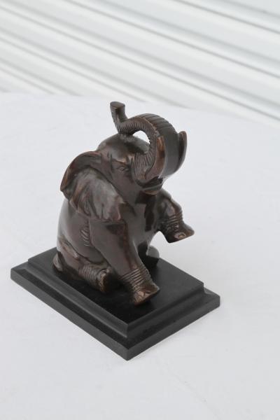 Vtg Pair ART DECO Baby Elephant BookEnds Bronzed Metal