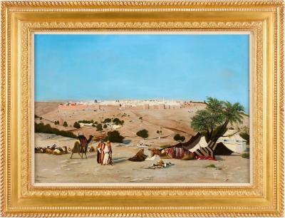 W J Appler Large Orientalist Oil Painting of Jerusalem by W J Appler 1919