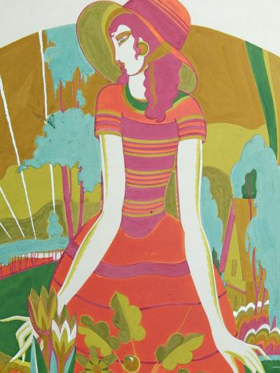 W Schatz Beautiful Gardens by W Schatz USA gouache on artist board circa 1930s