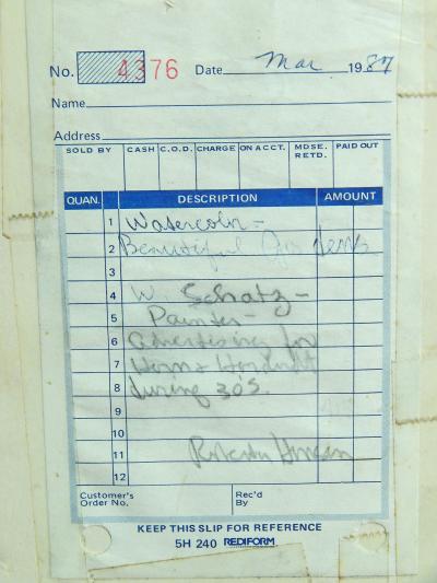 W Schatz Beautiful Gardens by W Schatz USA gouache on artist board circa 1930s