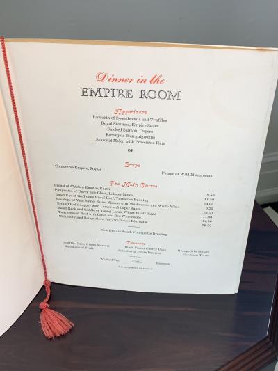 WALDORF ASTORIA MENU AUTOGRAPHED BY BENNY GOODMAN