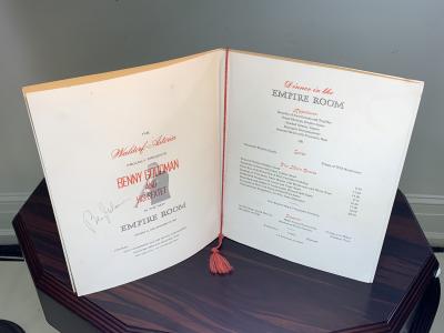 WALDORF ASTORIA MENU AUTOGRAPHED BY BENNY GOODMAN