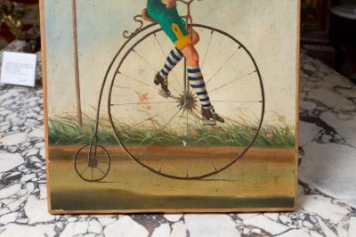 WHIMSICAL OIL ON CANVAS THE BICYCLE 