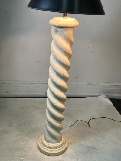 WHITE MODERNIST SPIRAL COLUMN COMPOSITION FLOOR LAMP