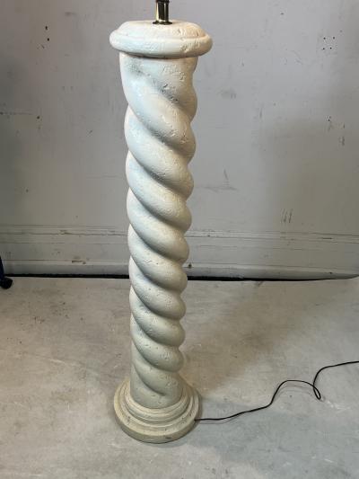 WHITE MODERNIST SPIRAL COLUMN COMPOSITION FLOOR LAMP