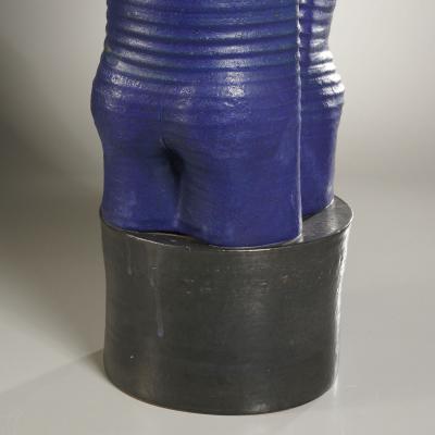 WILLIAM LAU BLUE AND BLACK CERAMIC ABSTRACT SCULPTURE BY WILLIAM LAU