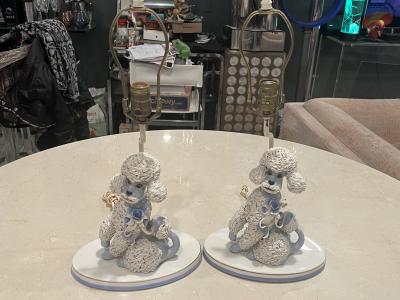 WONDERFUL PAIR OF MID CENTURY ITALIAN CERAMIC POODLE LAMPS