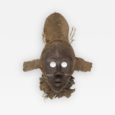 WOODEN CARVED FABRIC AND FEATHERS MASK DAN GUNYE GE