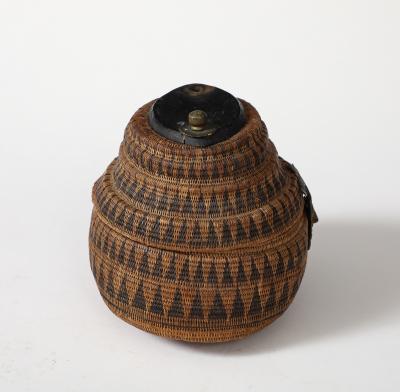 WOVEN TRIBAL CONTAINER W LID