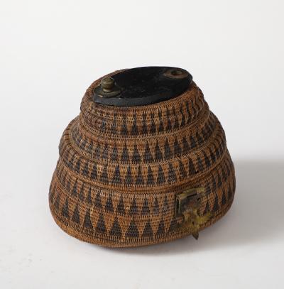 WOVEN TRIBAL CONTAINER W LID