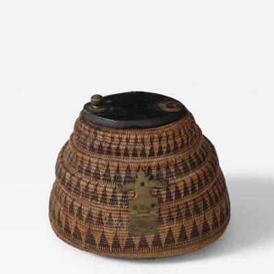 WOVEN TRIBAL CONTAINER W LID