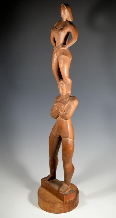 WPA Art Deco Modernist Circus Sculpture The Acrobats Signed 1938