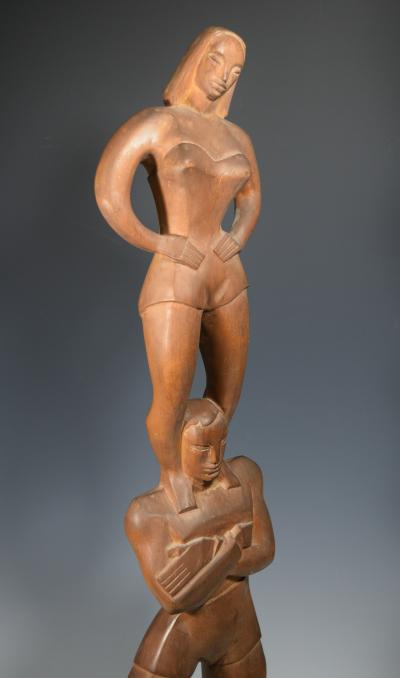 WPA Art Deco Modernist Circus Sculpture The Acrobats Signed 1938