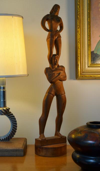 WPA Art Deco Modernist Circus Sculpture The Acrobats Signed 1938