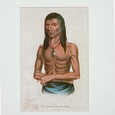Wa Bish Kee Pe Nas A Chippewa McKenney Hall Engraving 19th Century