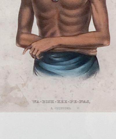 Wa Bish Kee Pe Nas A Chippewa McKenney Hall Engraving 19th Century