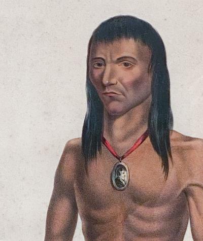 Wa Bish Kee Pe Nas A Chippewa McKenney Hall Engraving 19th Century