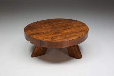 Wab Sabi Wooden Round Coffee Table 1950s