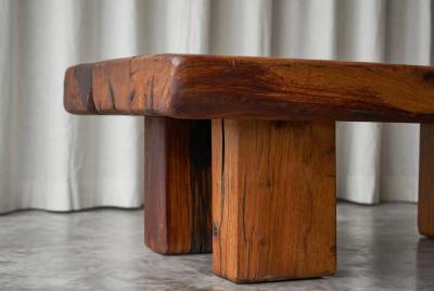 Wabi Sabi Brutalist Style Solid Oak Coffee Table Mid 20th Century