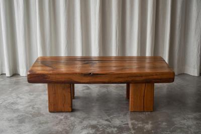 Wabi Sabi Brutalist Style Solid Oak Coffee Table Mid 20th Century