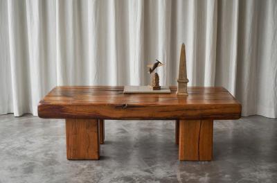 Wabi Sabi Brutalist Style Solid Oak Coffee Table Mid 20th Century
