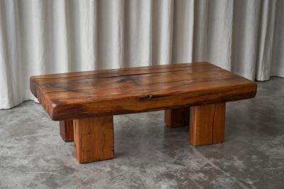 Wabi Sabi Brutalist Style Solid Oak Coffee Table Mid 20th Century