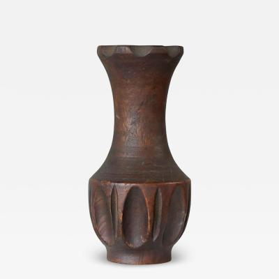 Wabi Sabi Style Vase in Carved Wood 1960s