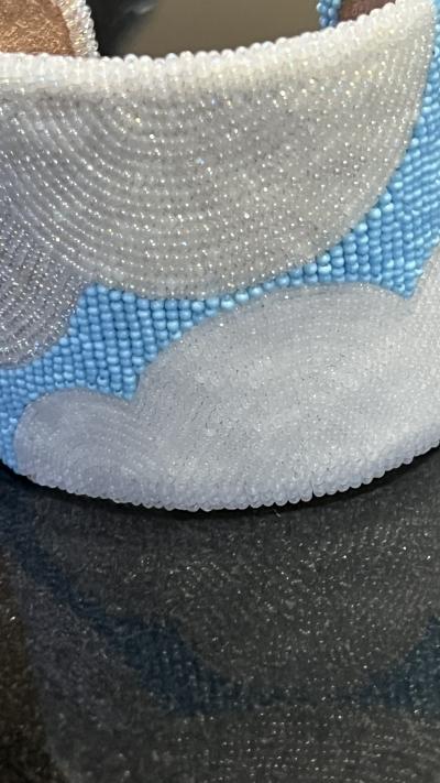 Wade Patton Blue and White Cloud beaded cuff