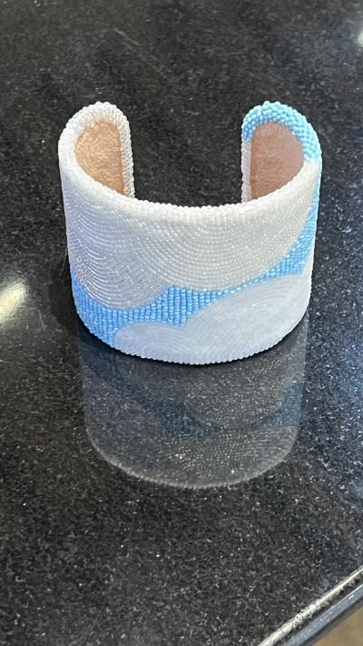 Wade Patton Blue and White Cloud beaded cuff