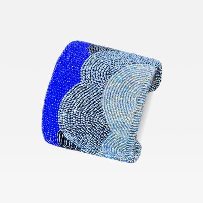 Wade Patton Gun Metal and Blue Beaded Cuff