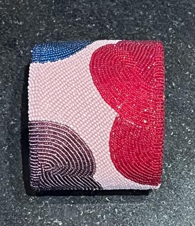 Wade Patton Pink Red and Blue Cloud beaded cuff
