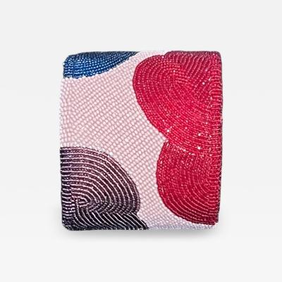 Wade Patton Pink Red and Blue Cloud beaded cuff