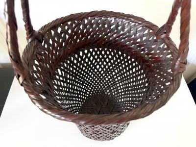 Waichisai II Wada Large Japanese Bamboo Ikebana Basket by Wada Waichisai II with Signed Box