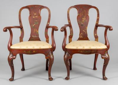 Waldorf Astoria George I Style Chinoiserie Armchairs A Pair